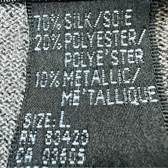 August Silk Shimmering Metallic Silver Knit Cardigan & Turtleneck Twinset SZ L - Picture 8 of 15